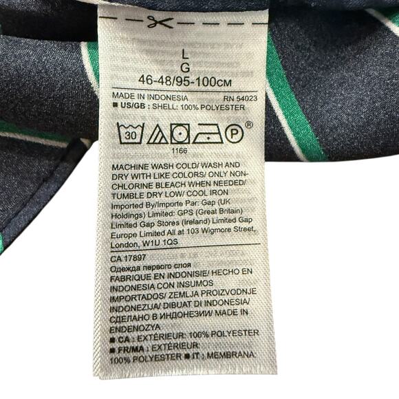 Banana Republic navy green vertical stripe satin tank L - Picture 5 of 6